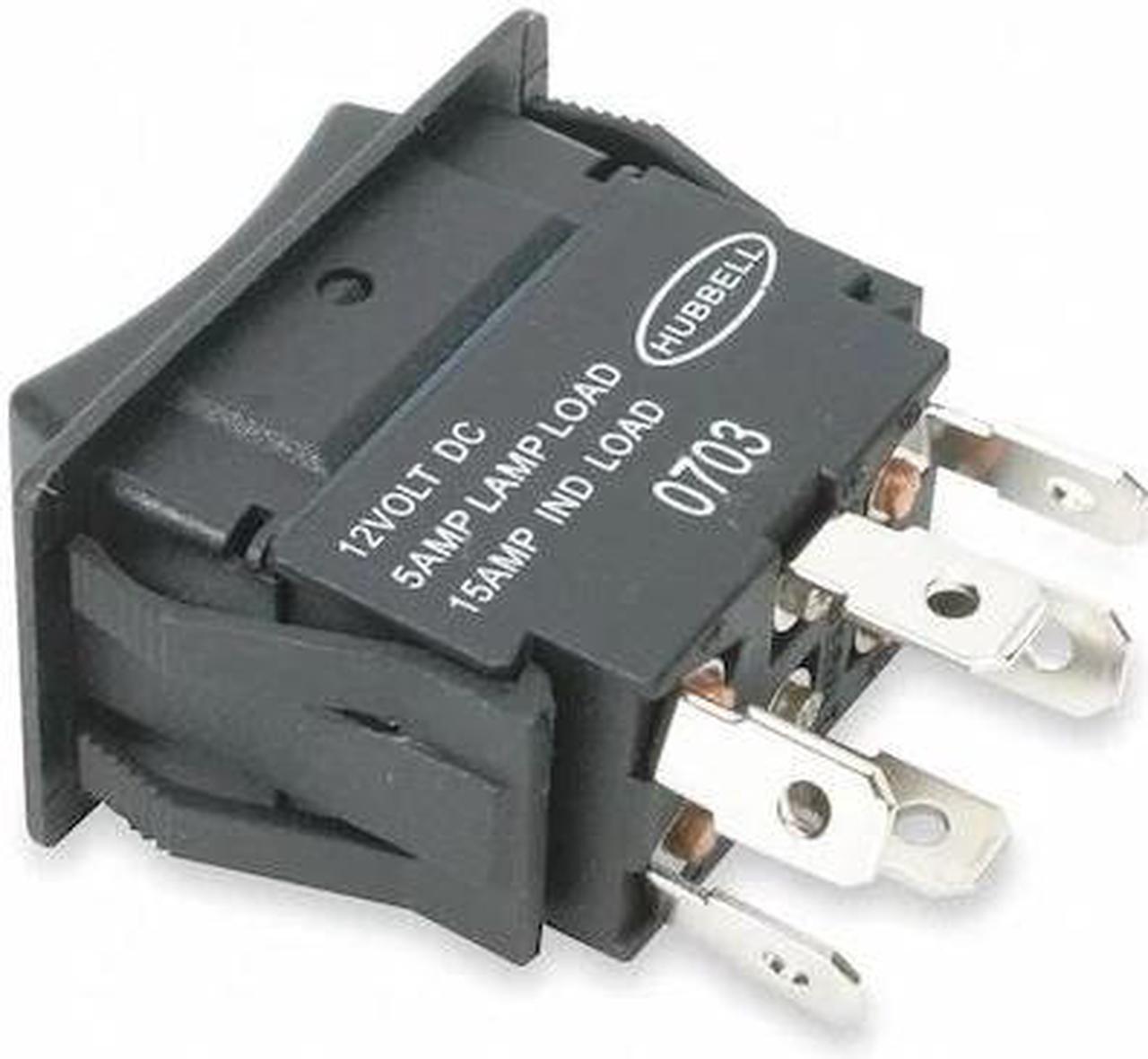 Alt view image 2 of 2 - HUBBELL WIRING DEVICE-KELLEMS MR223MMSP Marine Rocker Switch, DPDT, 6