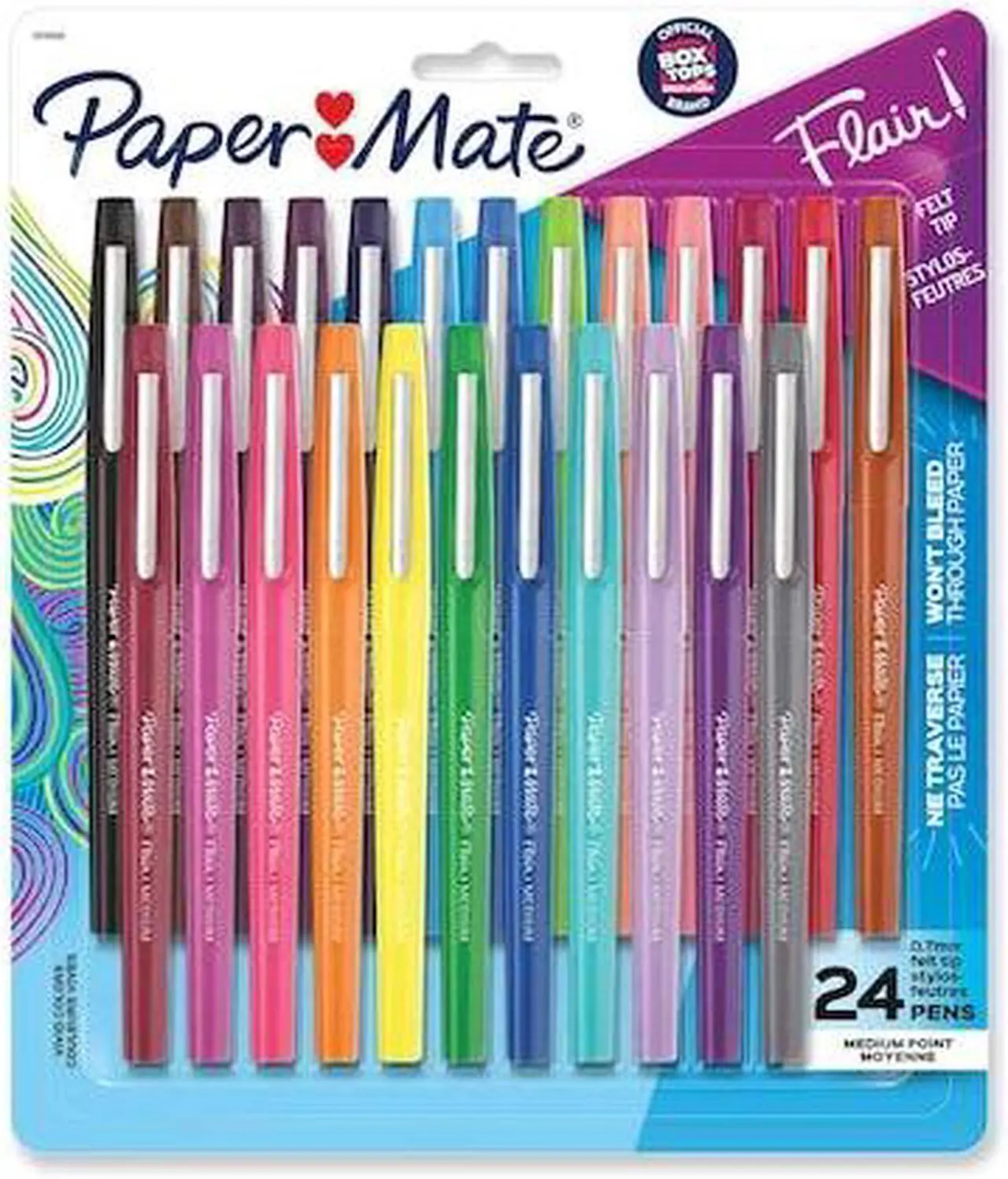 Alt view image 10 of 13 - Paper Mate 1978998 Point Guard Flair Bullet Point Stick Pen, Assorted Colors, .7Mm, 24/Set