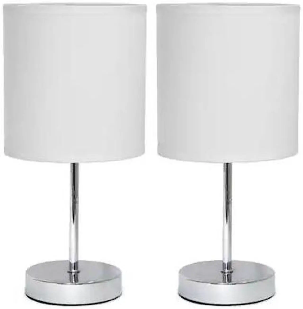 Alt view image 8 of 16 - Simple Designs Chrome Mini Basic Table Lamp with Fabric Shade 2 Pack Set