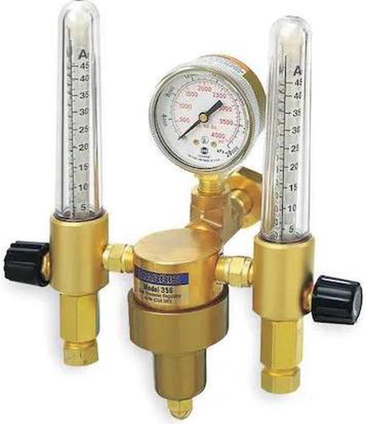 Alt view image 2 of 3 - HARRIS 356-Ar/He-580 Dual Flowmeter Regulator, Argon, Helium, Single Stage,