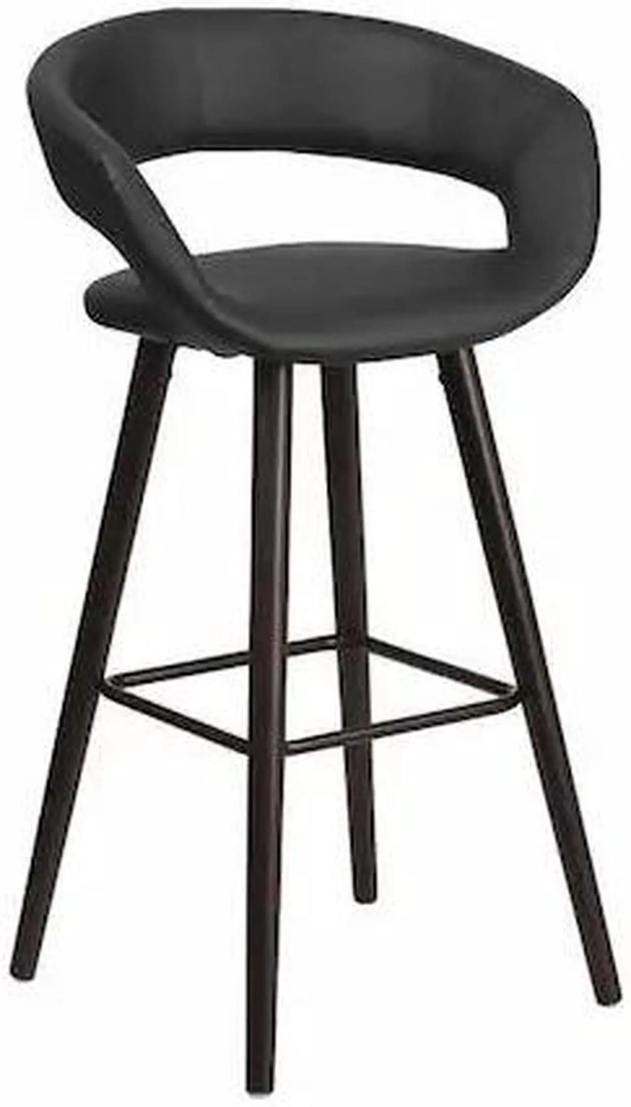 Alt view image 7 of 20 - Brynn Series 29'' High Contemporary Cappuccino Wood Barstool in Black Vinyl