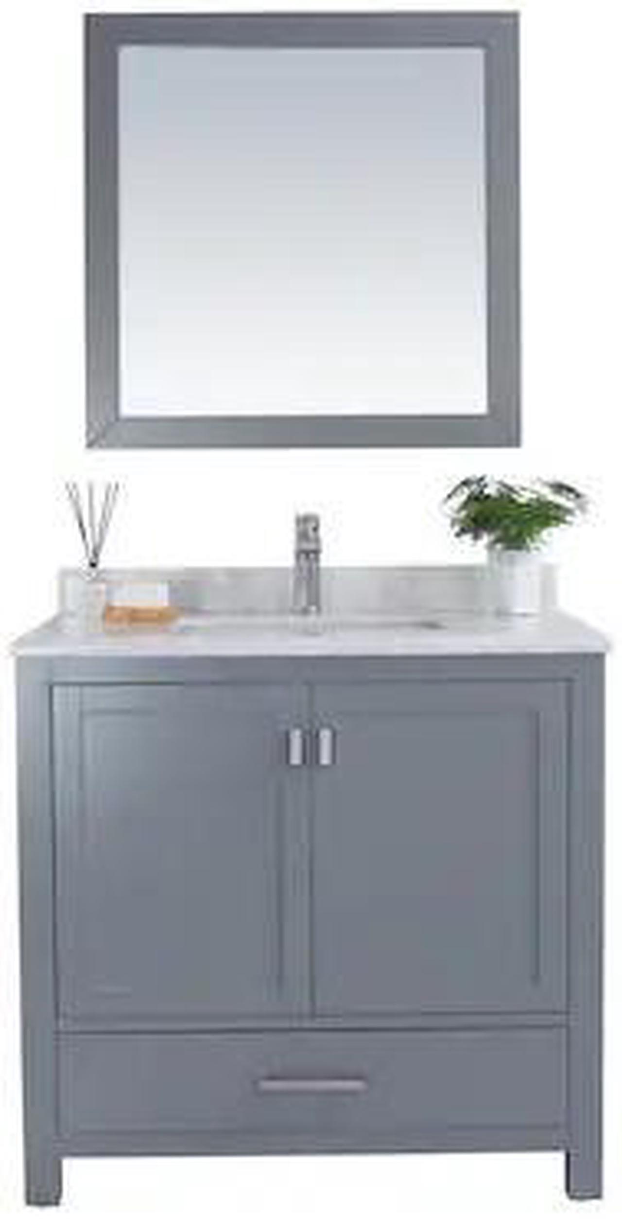 Alt view image 4 of 10 - Wilson 36 - Grey Cabinet + White Carrara Marble Countertop