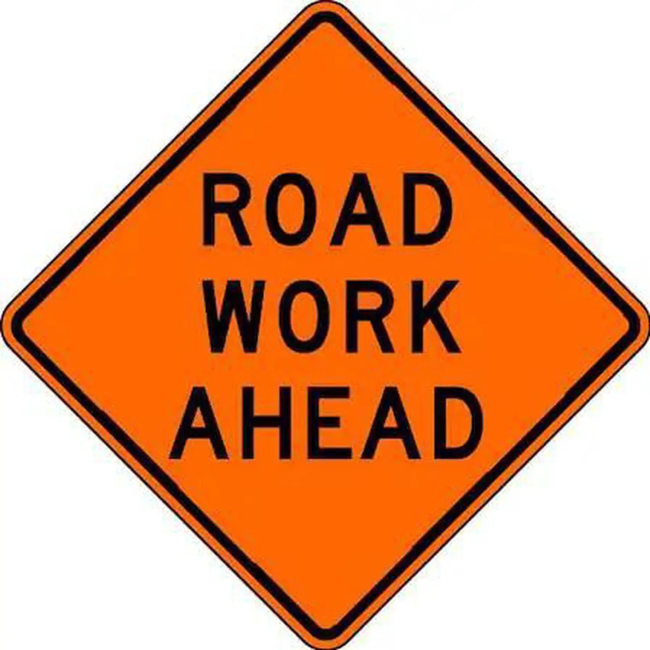 Alt view image 2 of 3 - LYLE W20-1D-30HA Work Ahead Sign,30 x 30In,BK/ORN,Text