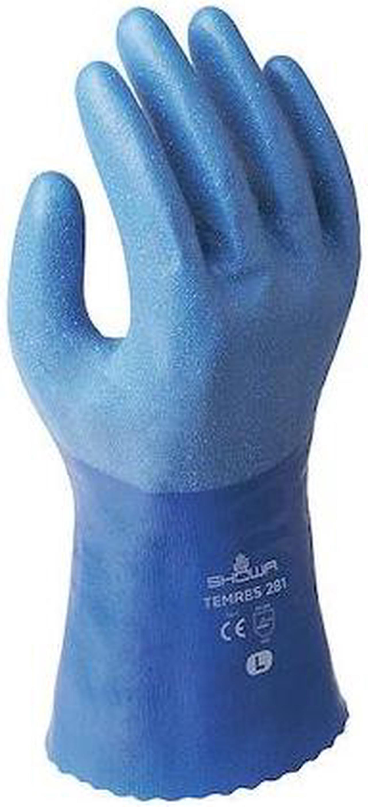 Main image of SHOWA 281M-08.EU Chemical Resistant Gloves,Blue,M,PR