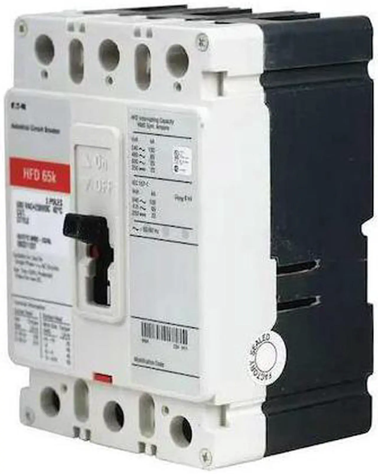 Alt view image 4 of 4 - Eaton HFD3060 Panel Mount Type HFD Molded Case Circuit Breaker 3-Pole 60-Amp 600-Volt AC 250-Volt DC