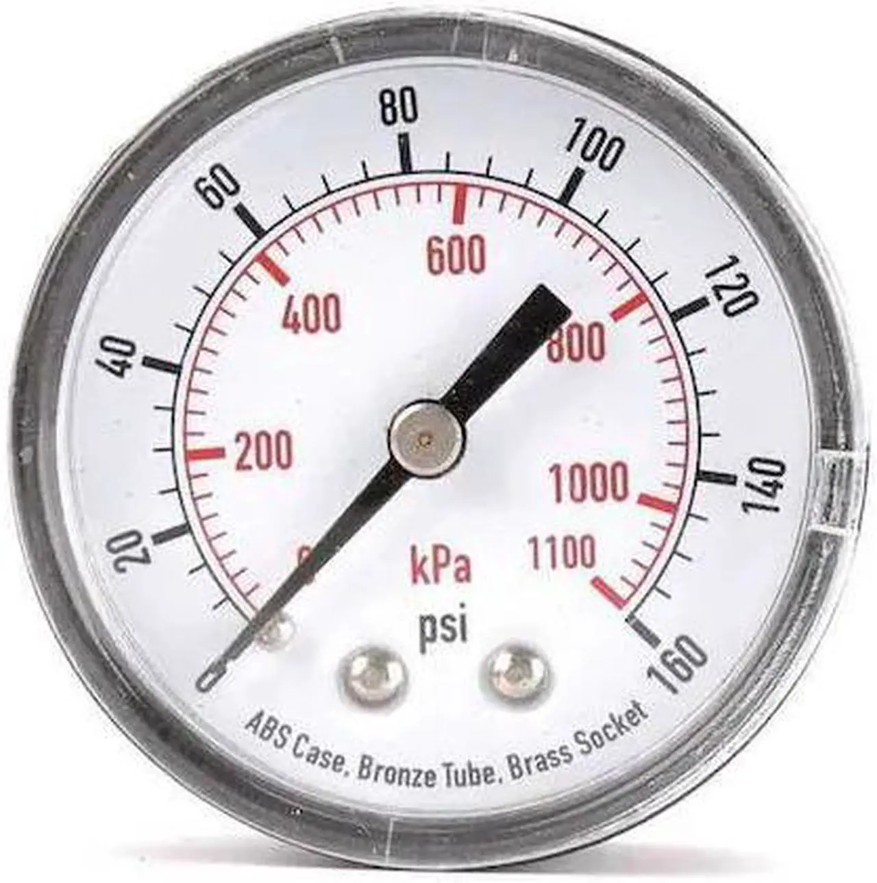 Main image of ZORO SELECT 4FMC7 Pressure Gauge, Commercial, 0 to 160 psi, 2 in Dial, Acrylic