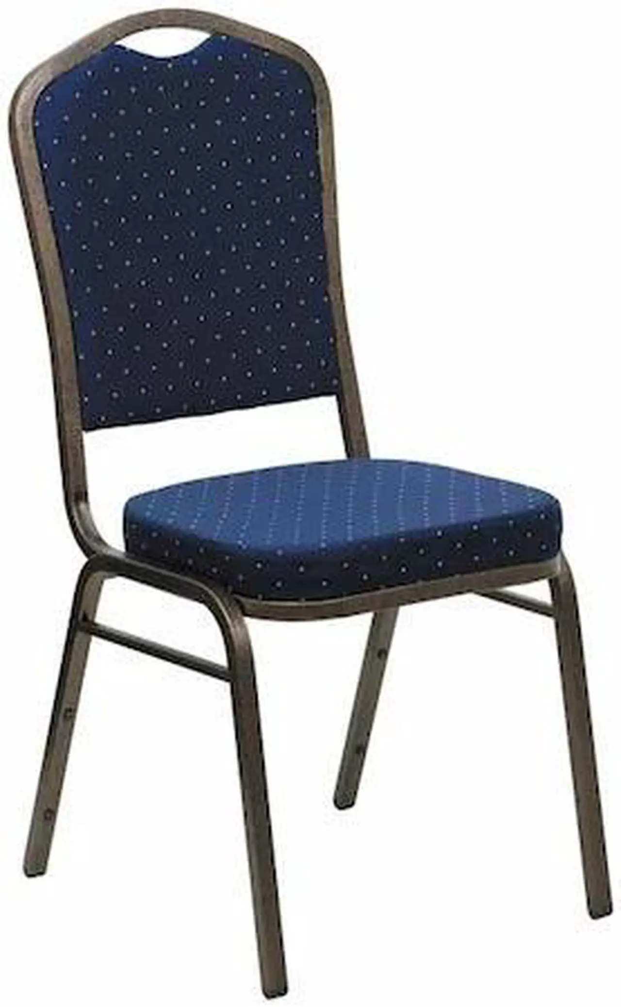 Alt view image 7 of 20 - HERCULES Series Crown Back Stacking Banquet Chair in Navy Blue Dot Patterned Fabric - Gold Vein Frame