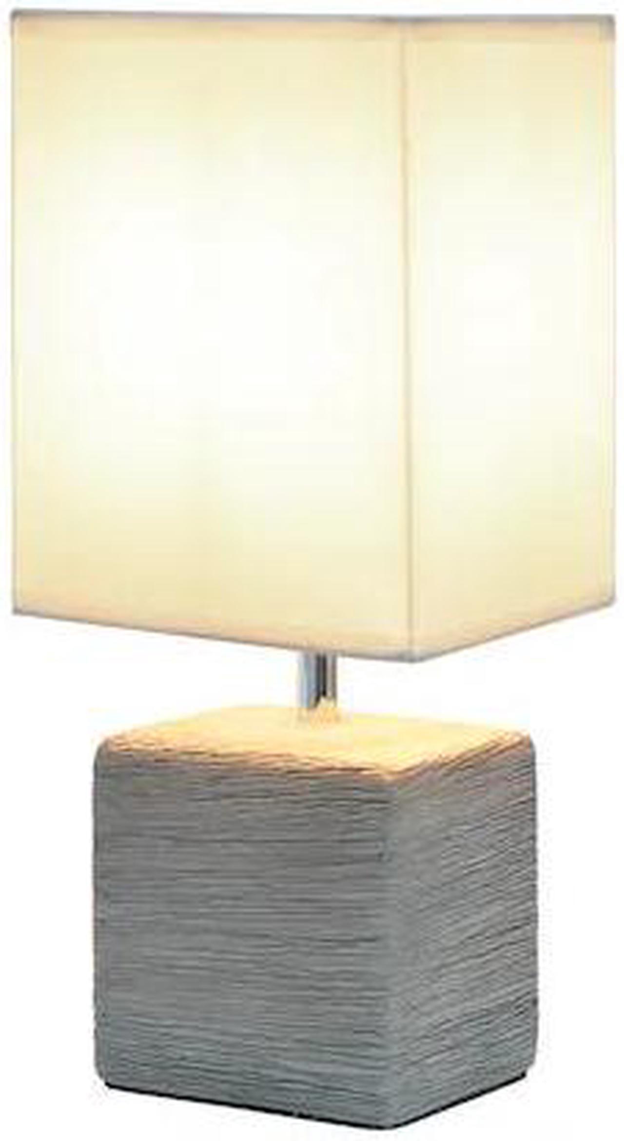 Alt view image 7 of 13 - Simple Designs Petite Faux Stone Table Lamp with Fabric Shade, Gray with White Shade
