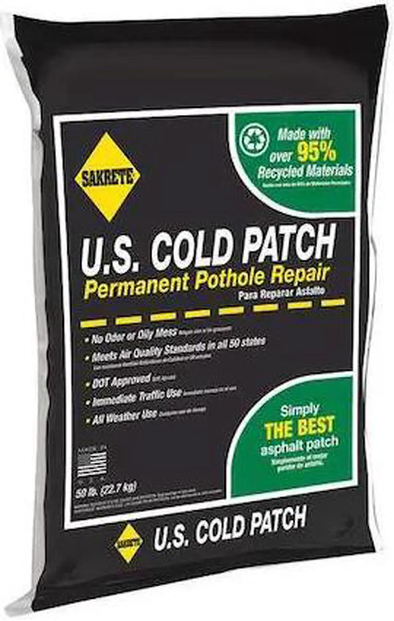 Main image of SAKRETE 60450007 US Cold Patch Permanent Pothole Repair, 50 lb Bag, Recycled