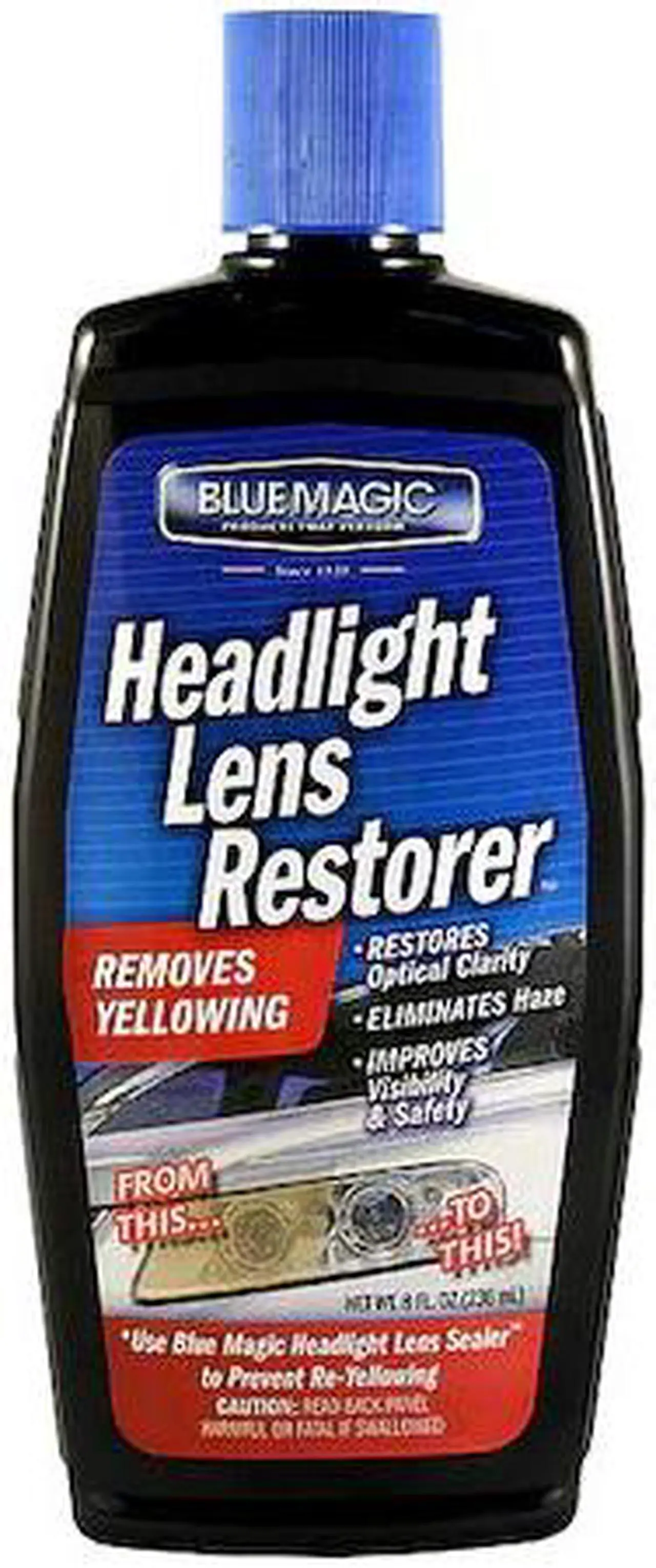 Alt view image 2 of 2 - BLUE MAGIC 725-06 Headlight Lens Restorer,8 Oz,Bottle,Blue