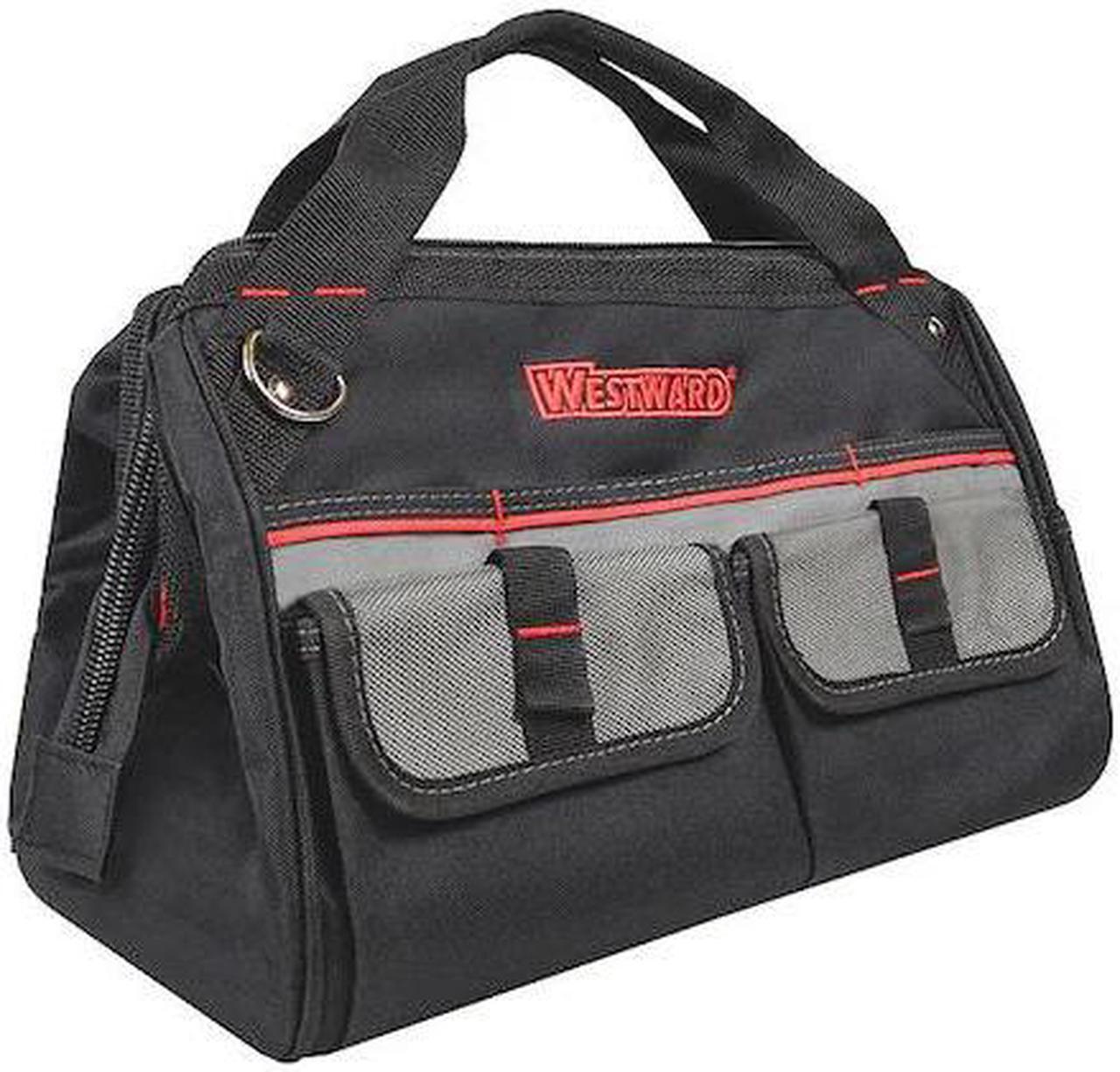 Main image of WESTWARD 32PJ36 Tool Bag, Black, Polyester, 21 Pockets