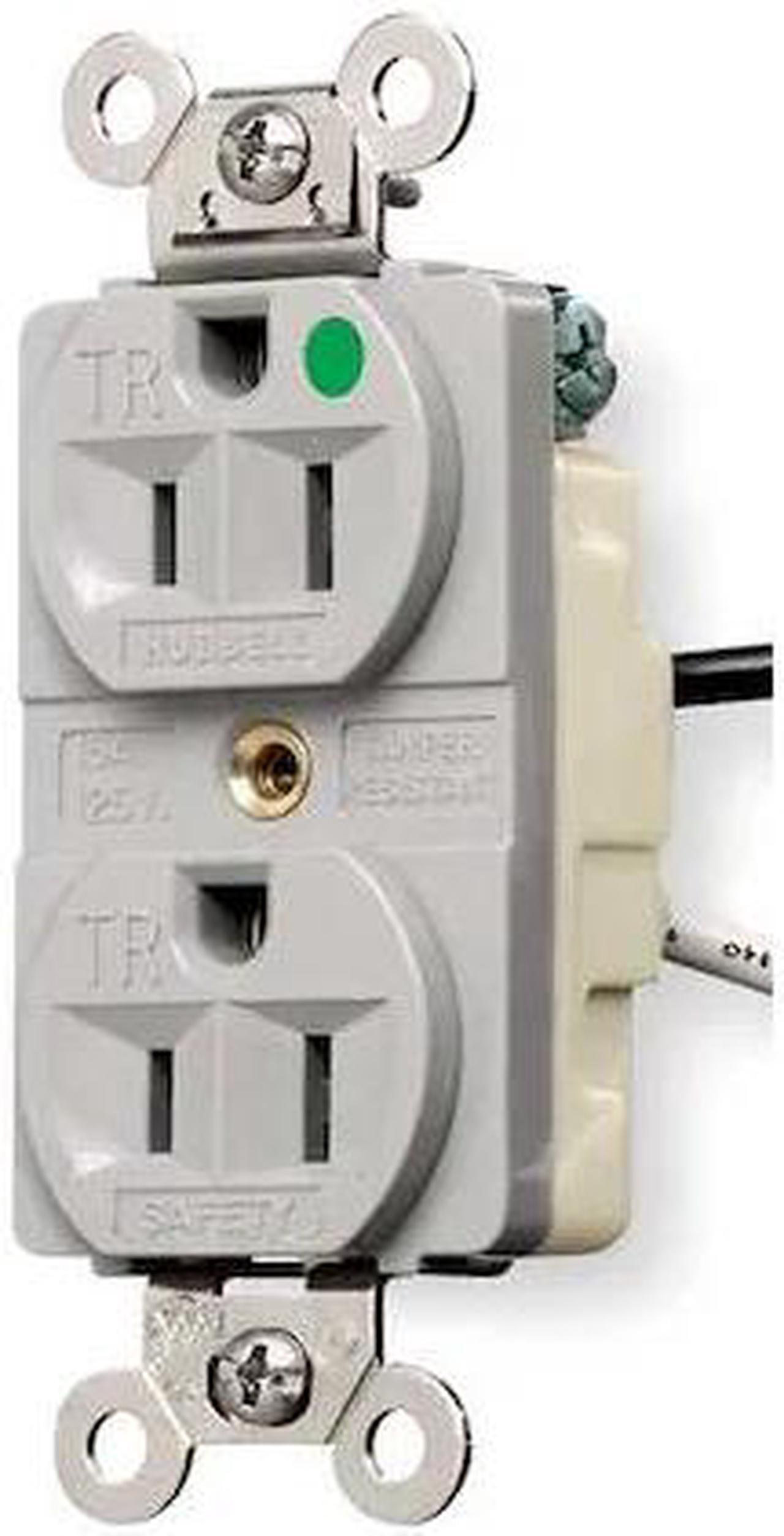 Alt view image 2 of 3 - HUBBELL WIRING DEVICE-KELLEMS HBL8200GY Straight Blade Receptacle, 5-15R, 15 A,