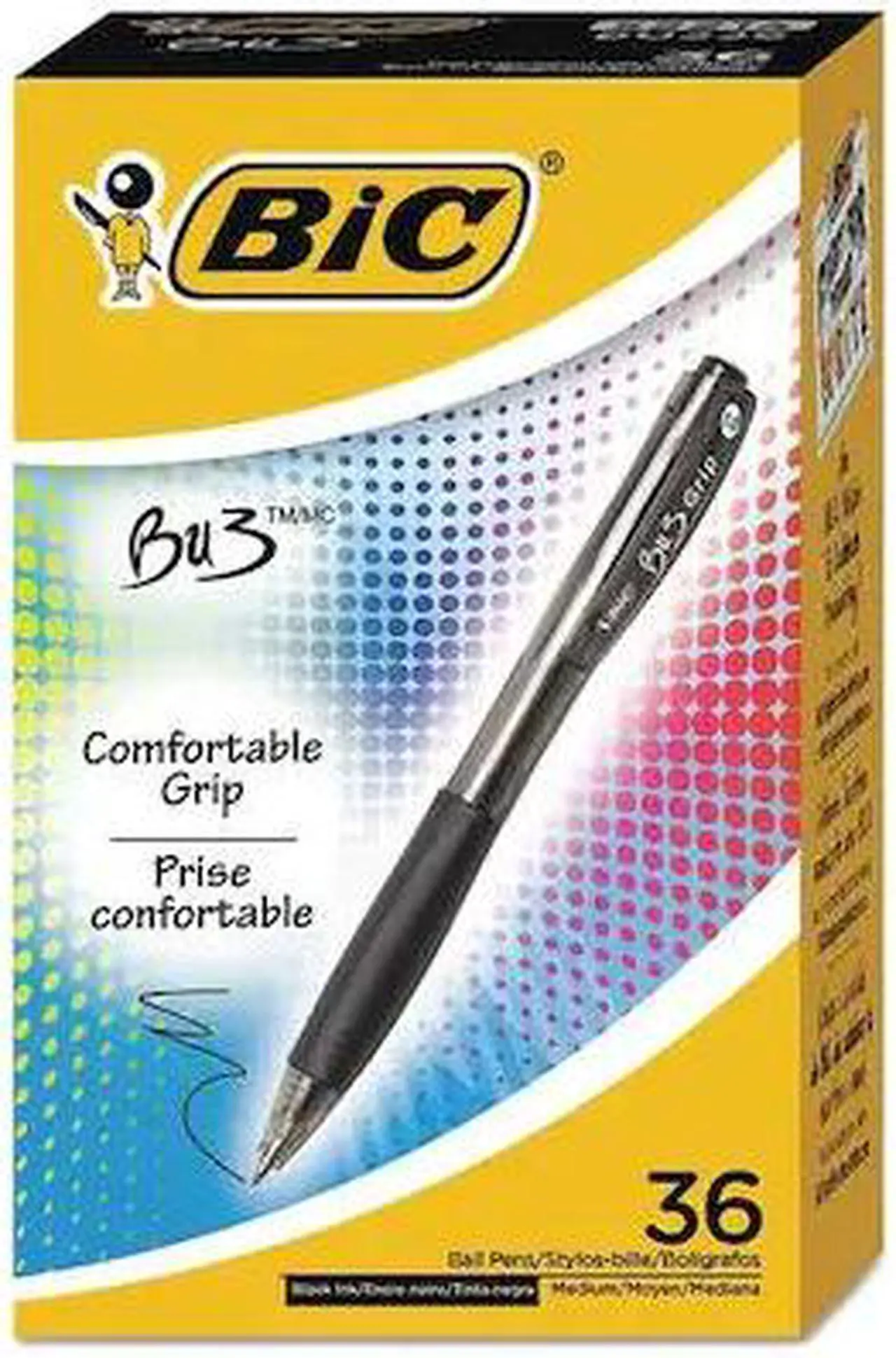 Alt view image 4 of 16 - BIC BU3 Retractable Ballpoint Pen Medium 1.0 mm Black 36/Pack BU3361BK