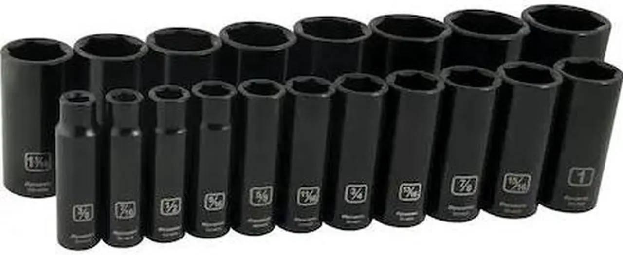 Main image of DYNAMIC D018026 Tools 1/2" Drive 19 Pieces 6 Point Deep SAE Impact Socket Set