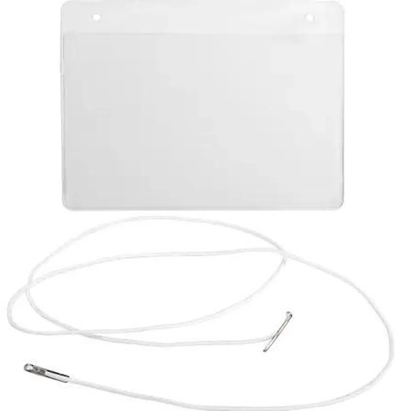 Alt view image 2 of 6 - Business Source Elastic Cord Hanging Name Badges - 50 / Box - 4" Width x 3" Height - Durable, Reusable - Plastic - White
