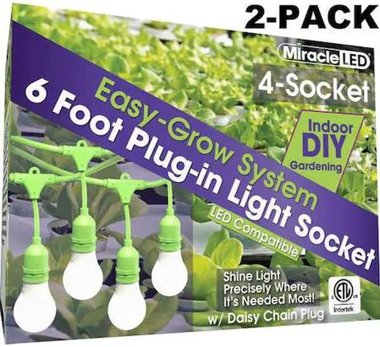 Main image of MIRACLE LED 602201 Four Socket LED Ready Corded Lighting System for Grow