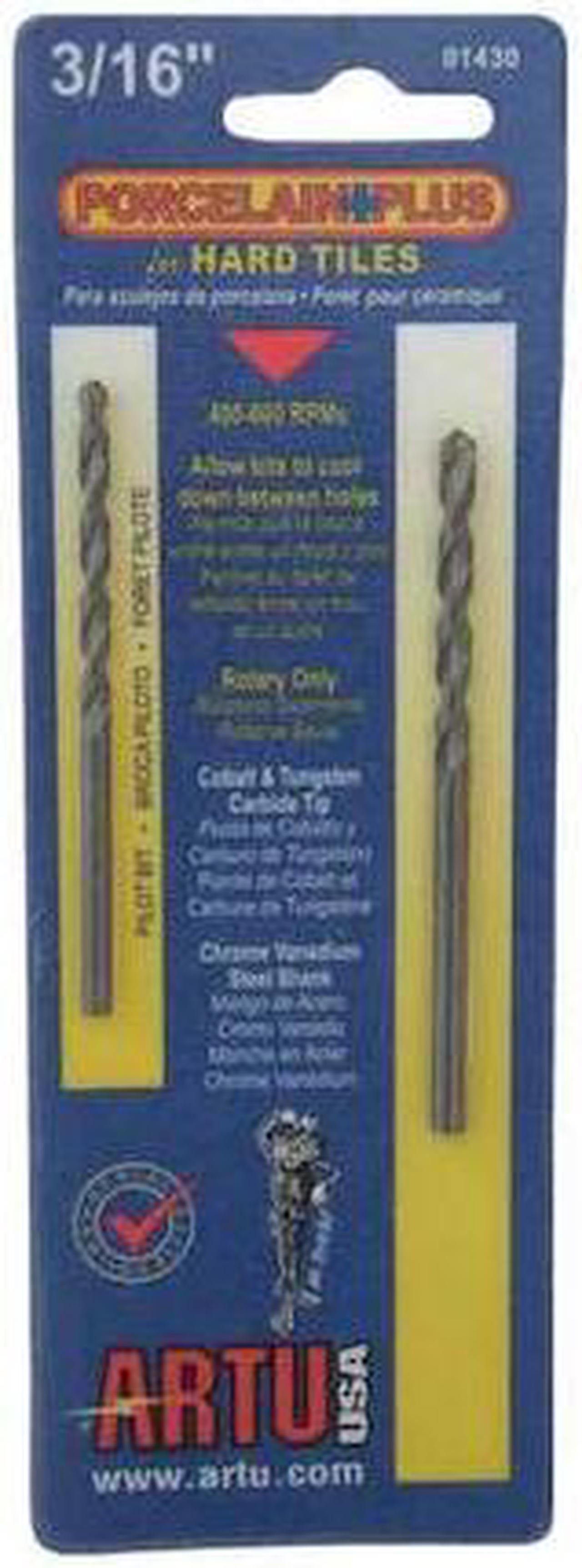 Alt view image 3 of 6 - ARTU 3/16 In. x 3-1/2 In. Cobalt and Tungsten Carbide Glass & Tile Drill Bit