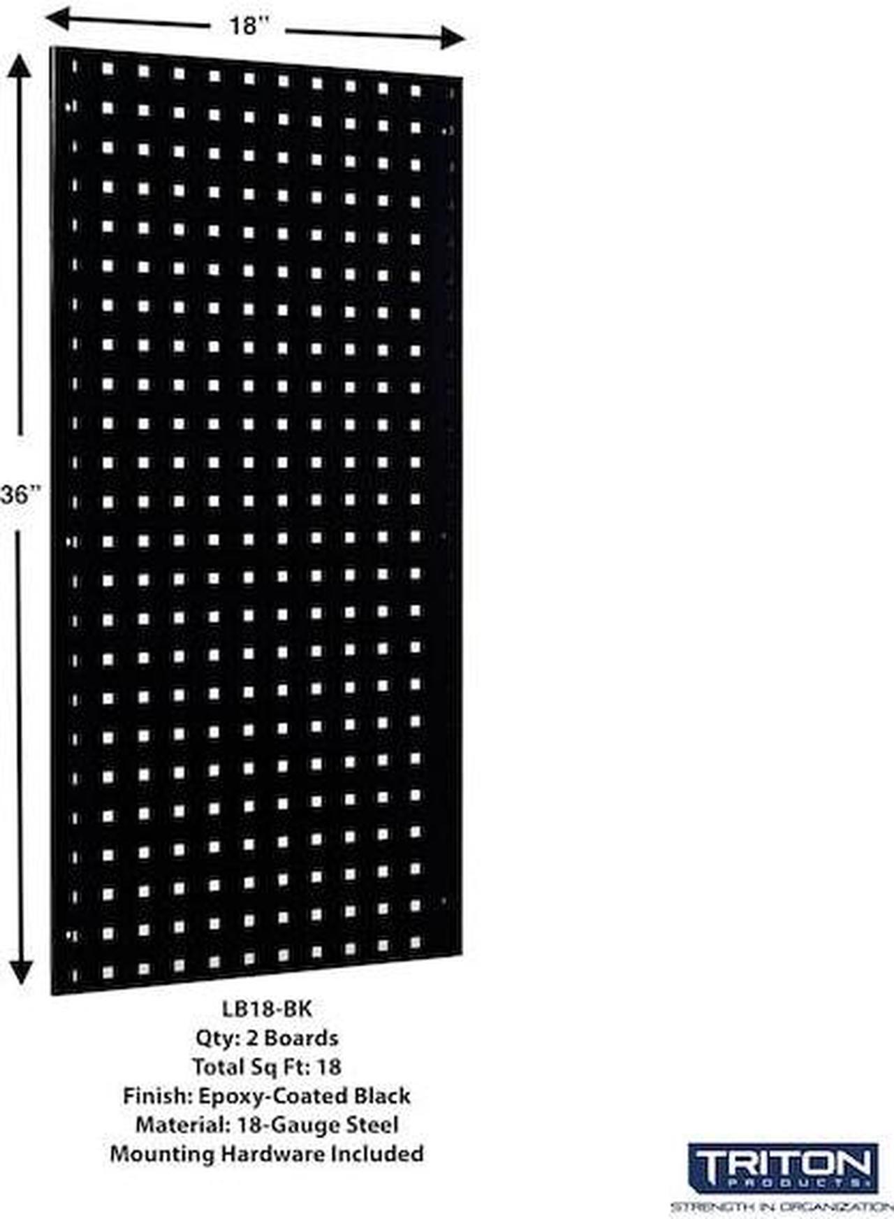 Alt view image 4 of 9 - Triton Products LB18-BKKit 2 18 x 36 x 0.562 in. Steel Square Hole Pegboards with 30 Piece Loc Hook Assortment & Hanging Bin System