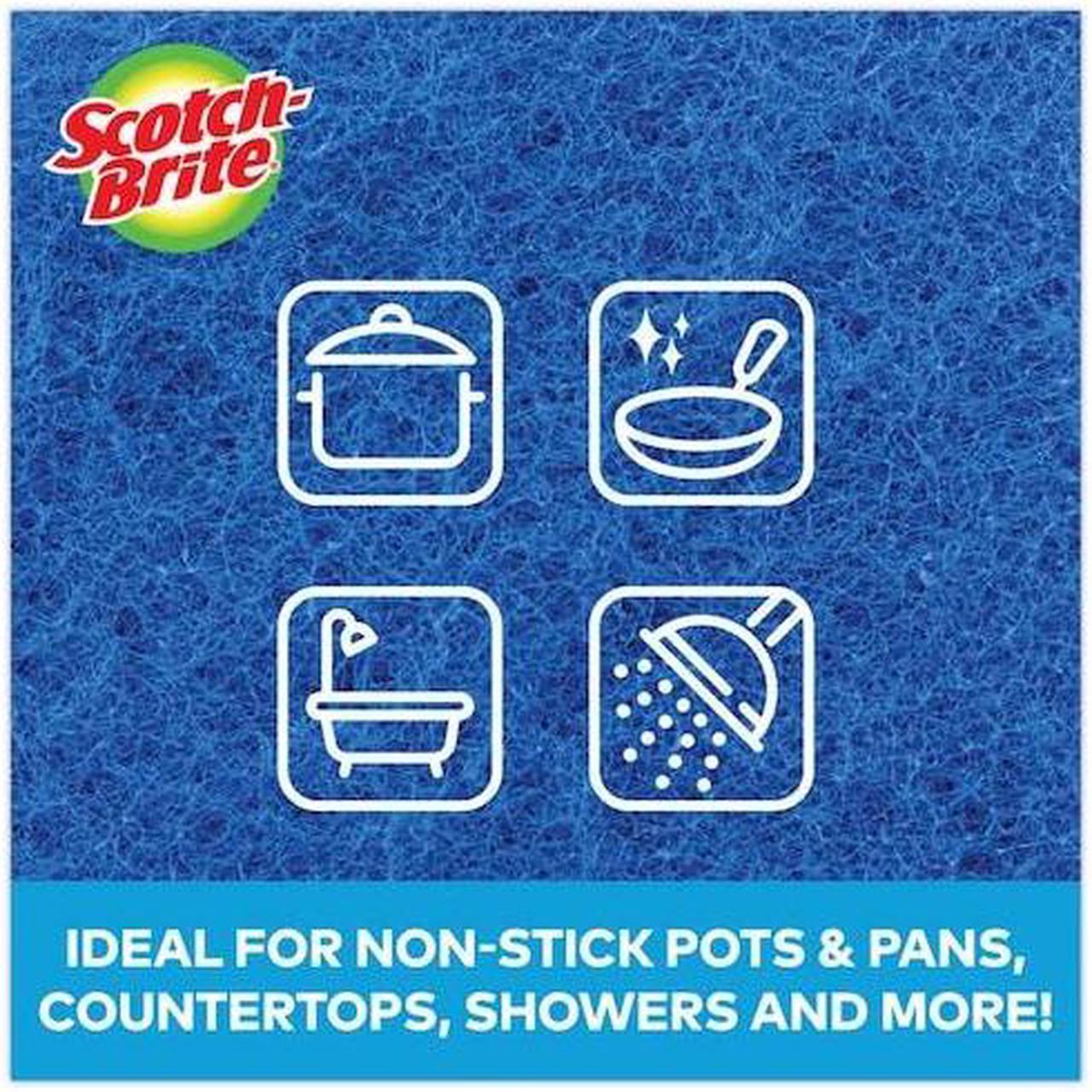Alt view image 6 of 7 - SCOTCH-BRITE 62310 Non-Scratch Scour Pads, Size 3 x 6, Blue, PK10