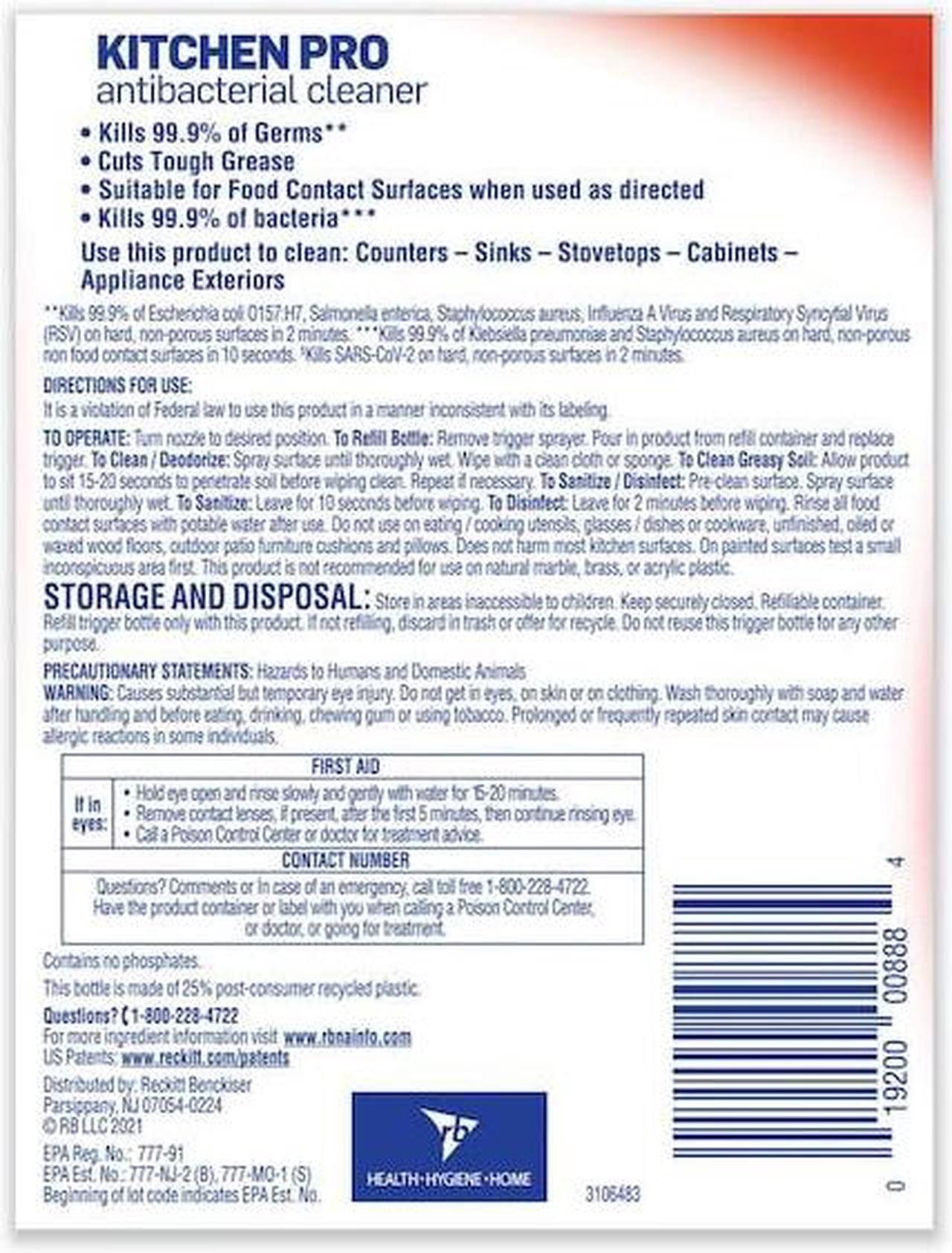 Alt view image 7 of 9 - LYSOL Kitchen Pro Antibacterial Cleaner Citrus Scent 22 oz Spray Bottle 9/CT 79556