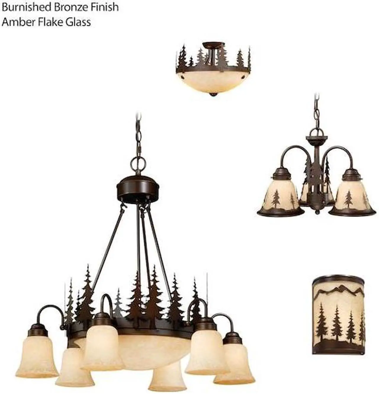 Alt view image 6 of 6 - VAXCEL LK55516BBZ-C Yosemite 3L LED Bronze Rustic Tree Mini Chandelier or Fan