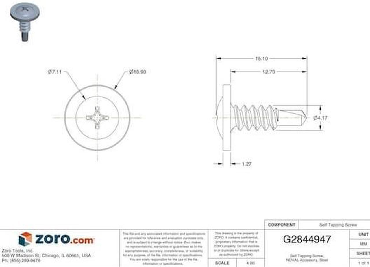 Alt view image 5 of 5 - NVENT CADDY SMS8 Self Tapping Screw, Screws Accessory, Steel
