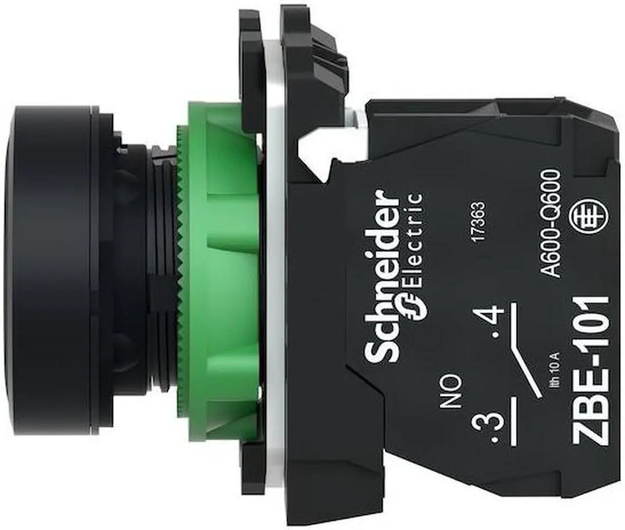 Alt view image 2 of 6 - SCHNEIDER ELECTRIC XB5AA21 Flush Push Button Operator, 22 mm, 1NO, Black