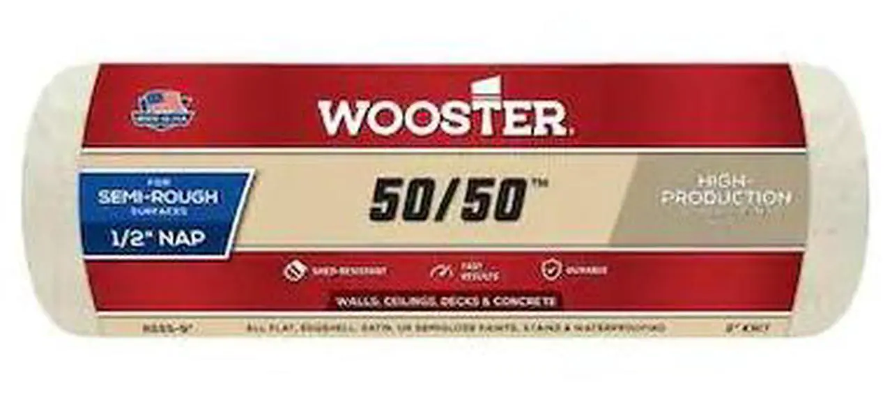 Main image of WOOSTER R295-9 9" Paint Roller Cover, 1/2" Nap, Knit Lambswool/Polyester