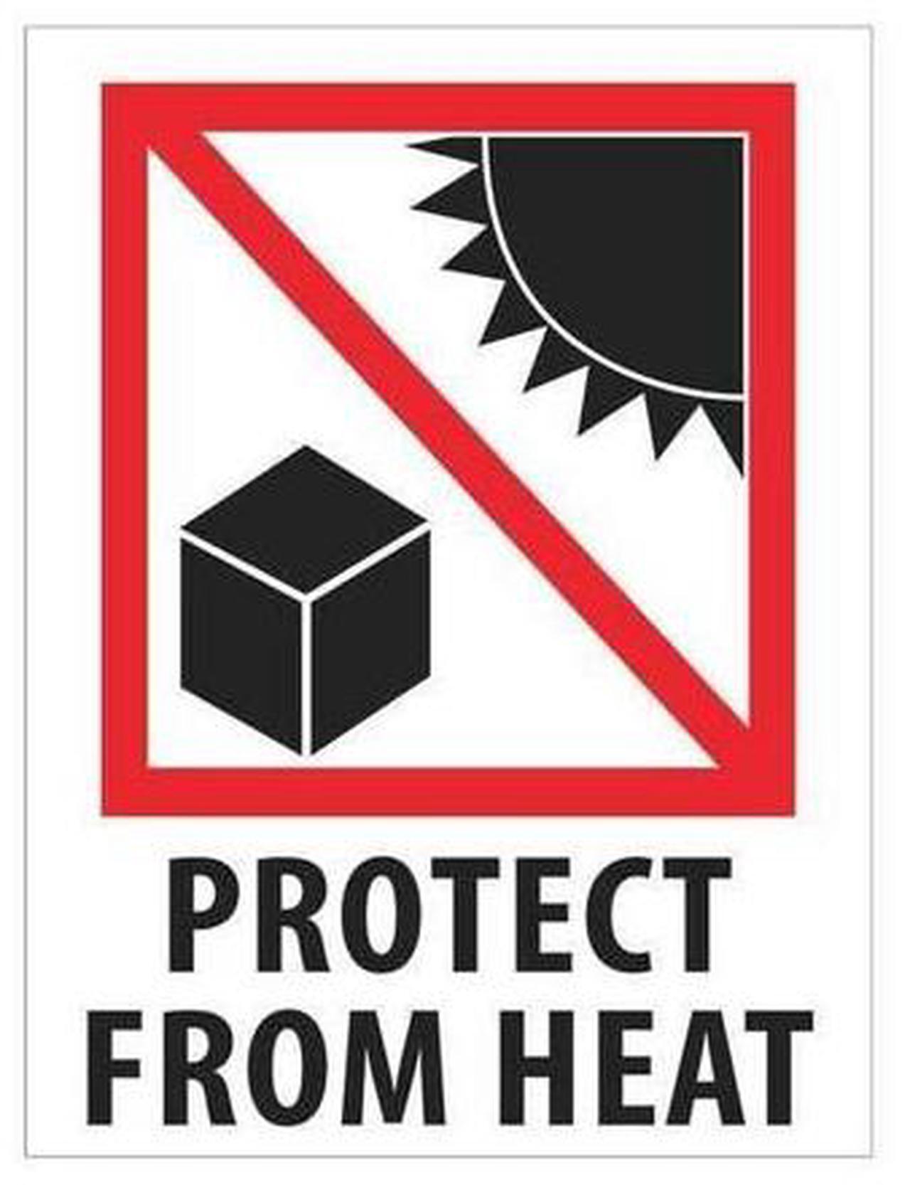 Alt view image 2 of 2 - Tape Logic Labels "Protect from Heat" 3" x 4" Red/White/Black 500/Roll IPM304