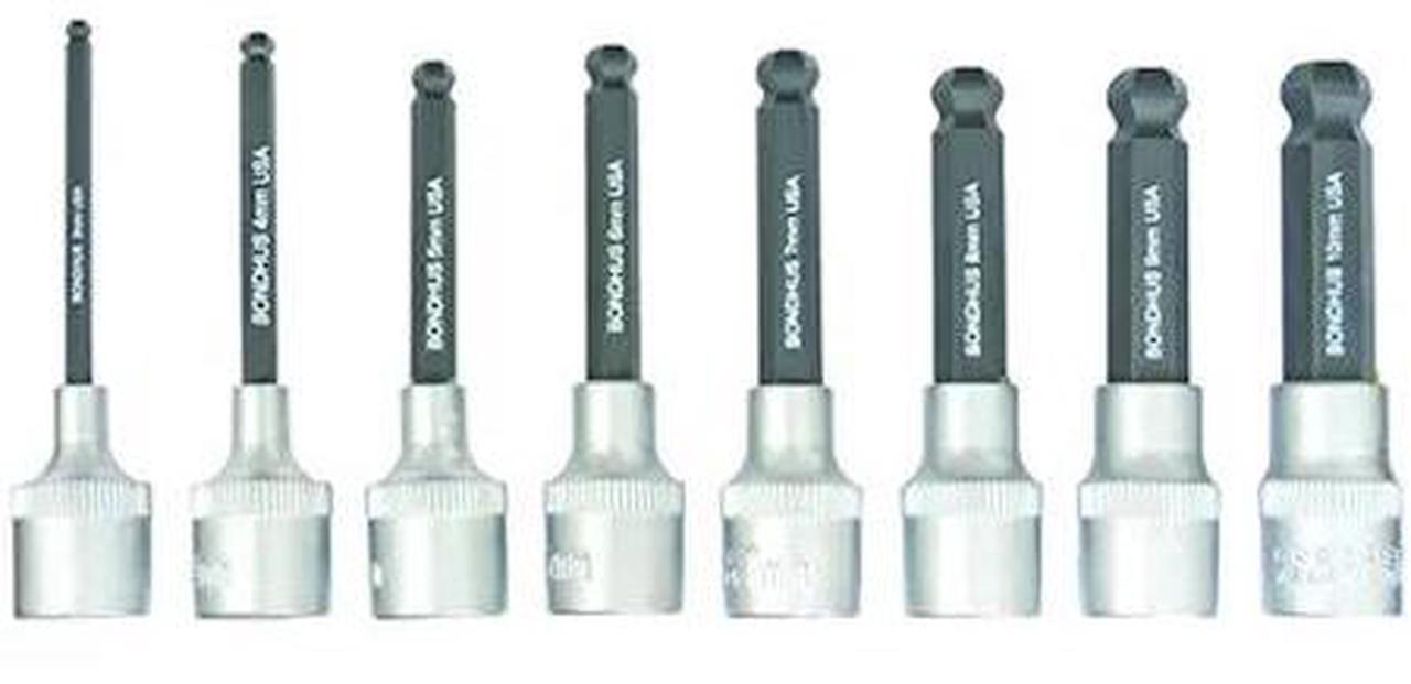 Main image of BONDHUS 43487 Metric Ball End Sockets And Bits Tool Set With Proguard (7-Piece)
