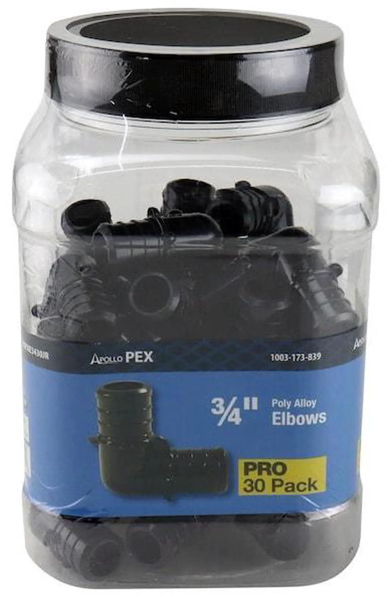 Alt view image 6 of 7 - APOLLO PXPAE3430JR 3/4 in. Plastic PEX Barb 90-Degree Elbow Jar (30-Pack), 30PK