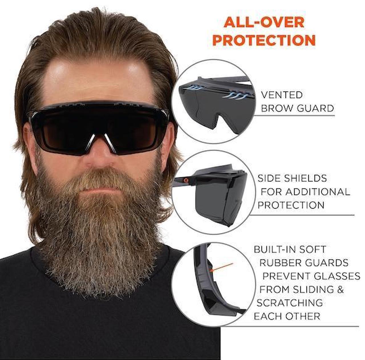 Alt view image 2 of 7 - ERGODYNE OSMIN Safety Glasses, Smoke Matte Black Frame