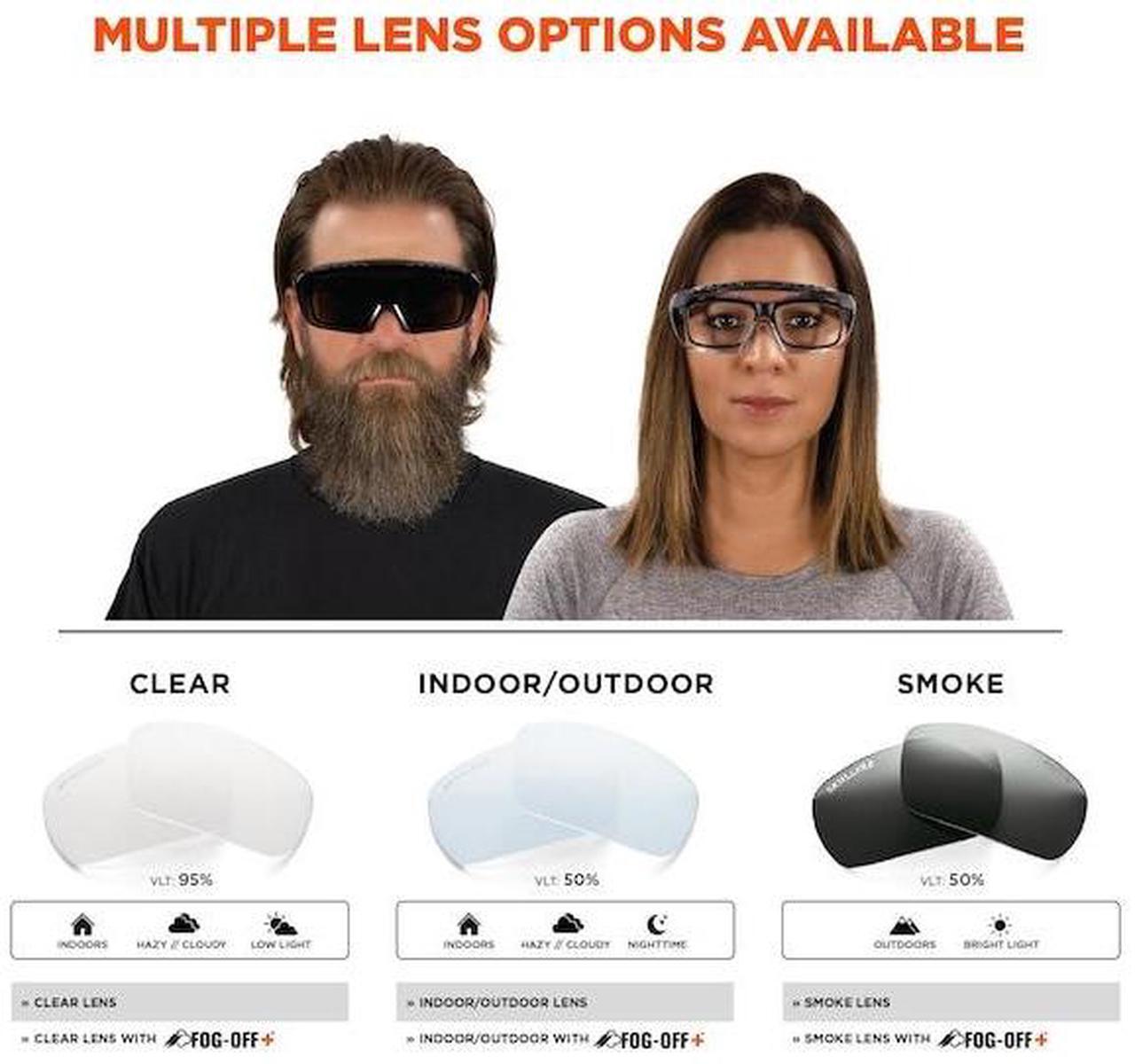 Alt view image 6 of 7 - ERGODYNE OSMIN Safety Glasses, Smoke Matte Black Frame