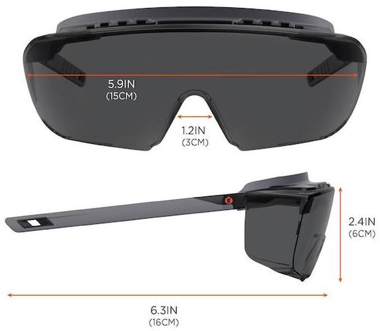Alt view image 3 of 7 - ERGODYNE OSMIN Safety Glasses, Smoke Matte Black Frame
