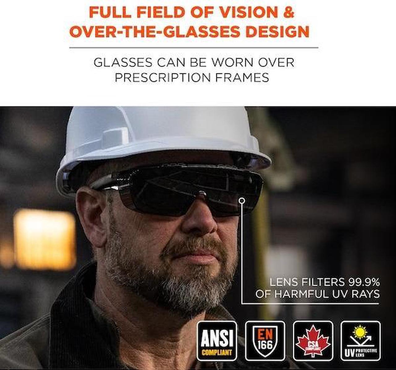 Alt view image 5 of 7 - ERGODYNE OSMIN Safety Glasses, Smoke Matte Black Frame