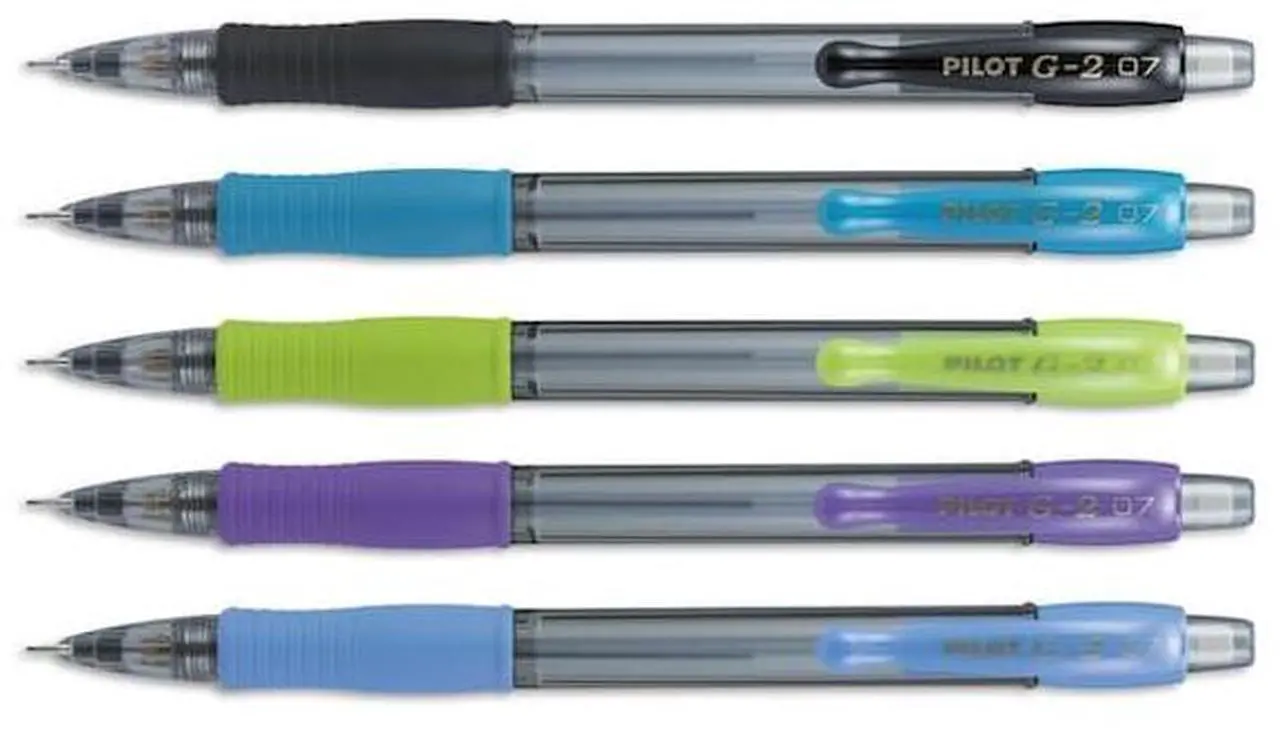 Alt view image 5 of 7 - Pilot Pen 31776 0.7 mm Mechanical Pencil with Lead & Erasers - Black, Lime, Purple, Turquoise & Periwinkle, Pack of 5
