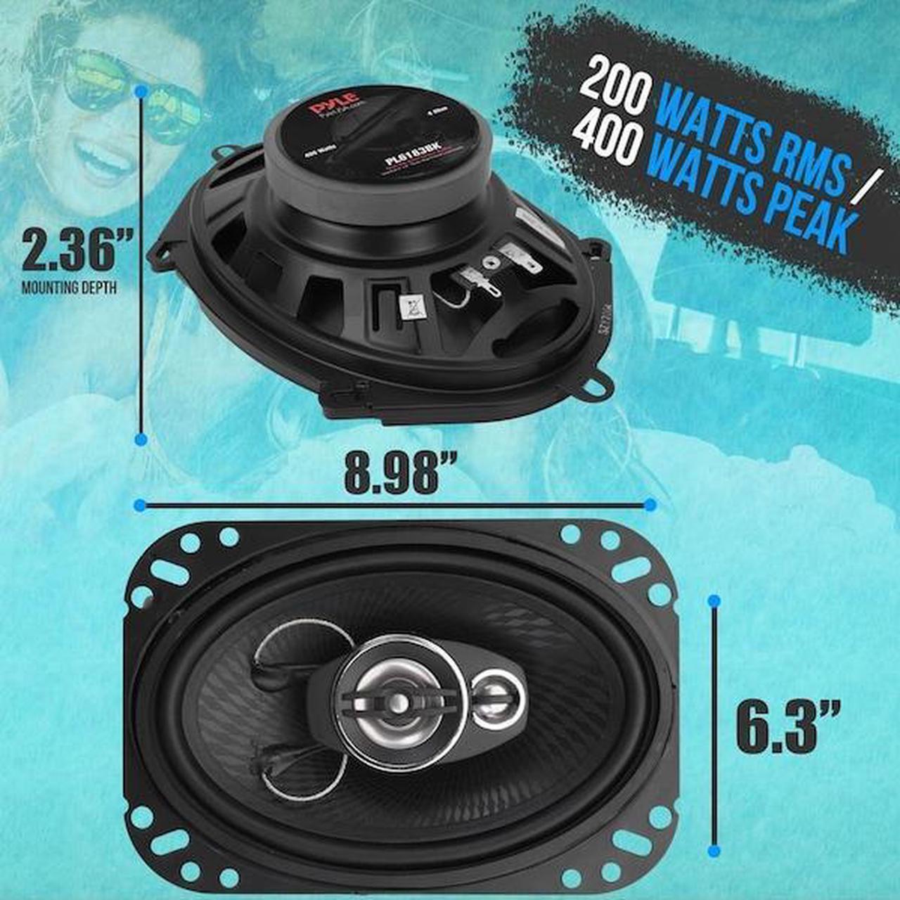 Alt view image 3 of 8 - Pyle 3-Way Universal Car Stereo Speakers - 400W 6 X 8 Triaxial Loud Pro Audio Car Speaker Universal Oem Quick Replacement Component Speaker Vehicle Door/Side Panel Mount Compatible Pl6183Bk (Pair)