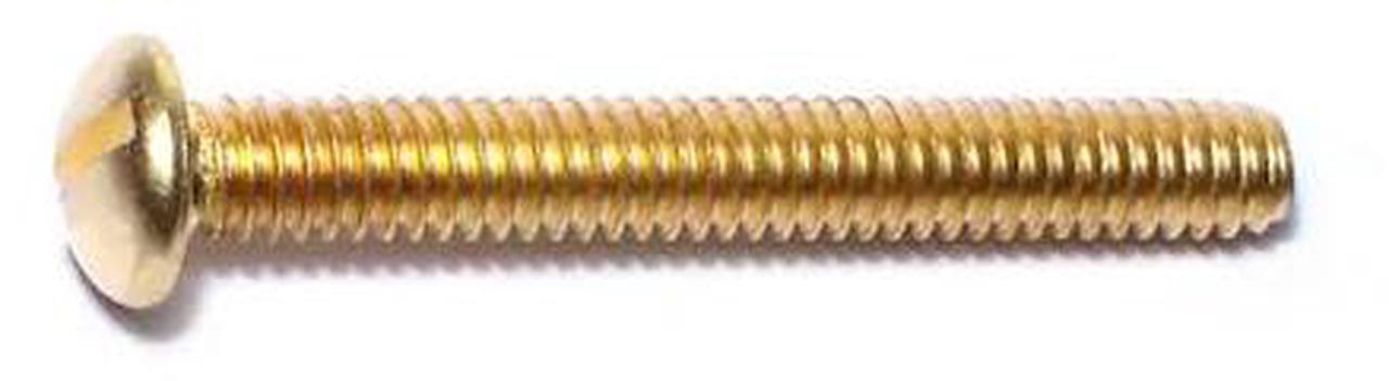 Main image of MIDWEST FASTENER 61045 1/4"-20 x 2 in Slotted Round Machine Screw, Plain Brass,