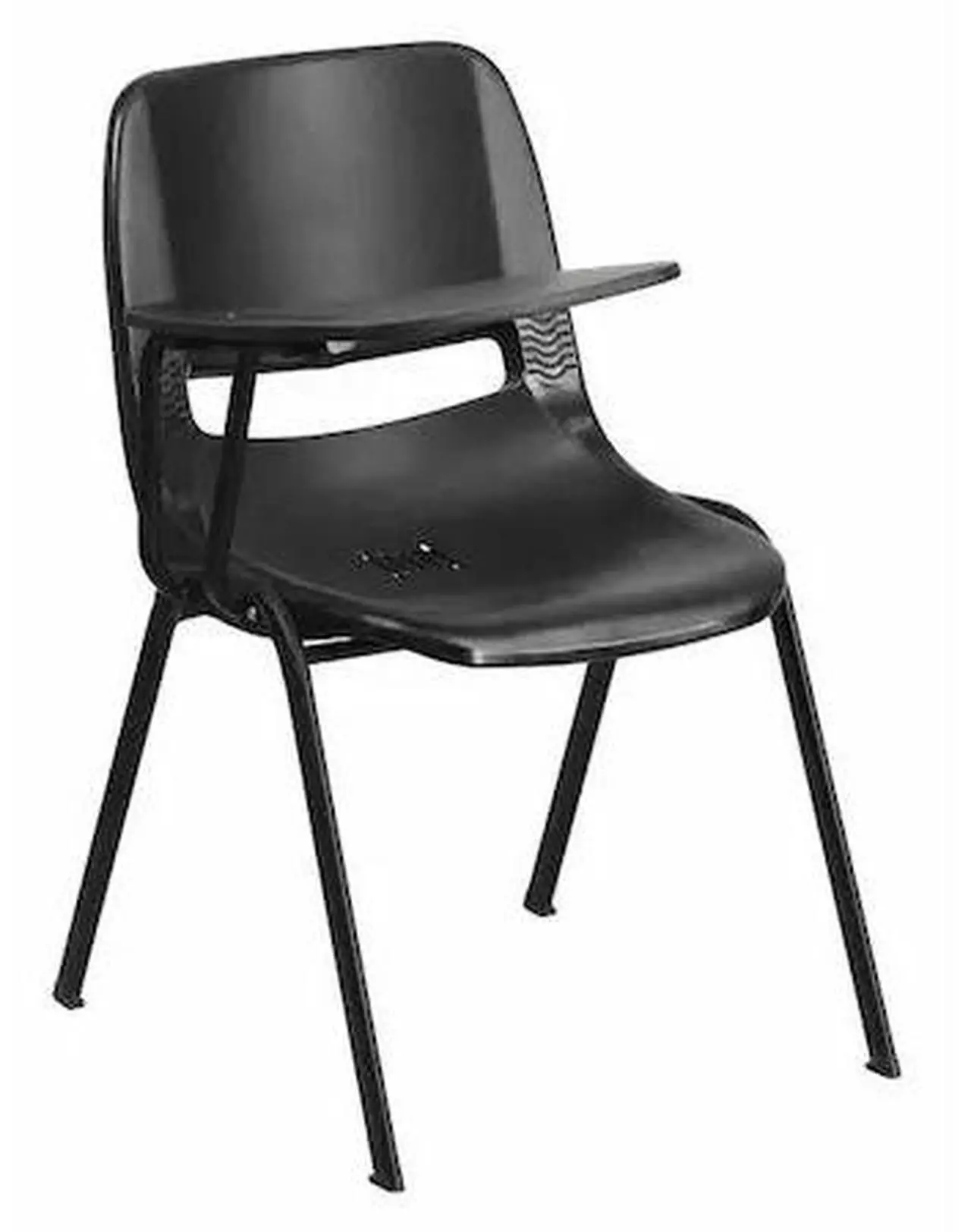 Alt view image 7 of 17 - Black Ergonomic Shell Chair with Right Handed Flip-Up Tablet Arm
