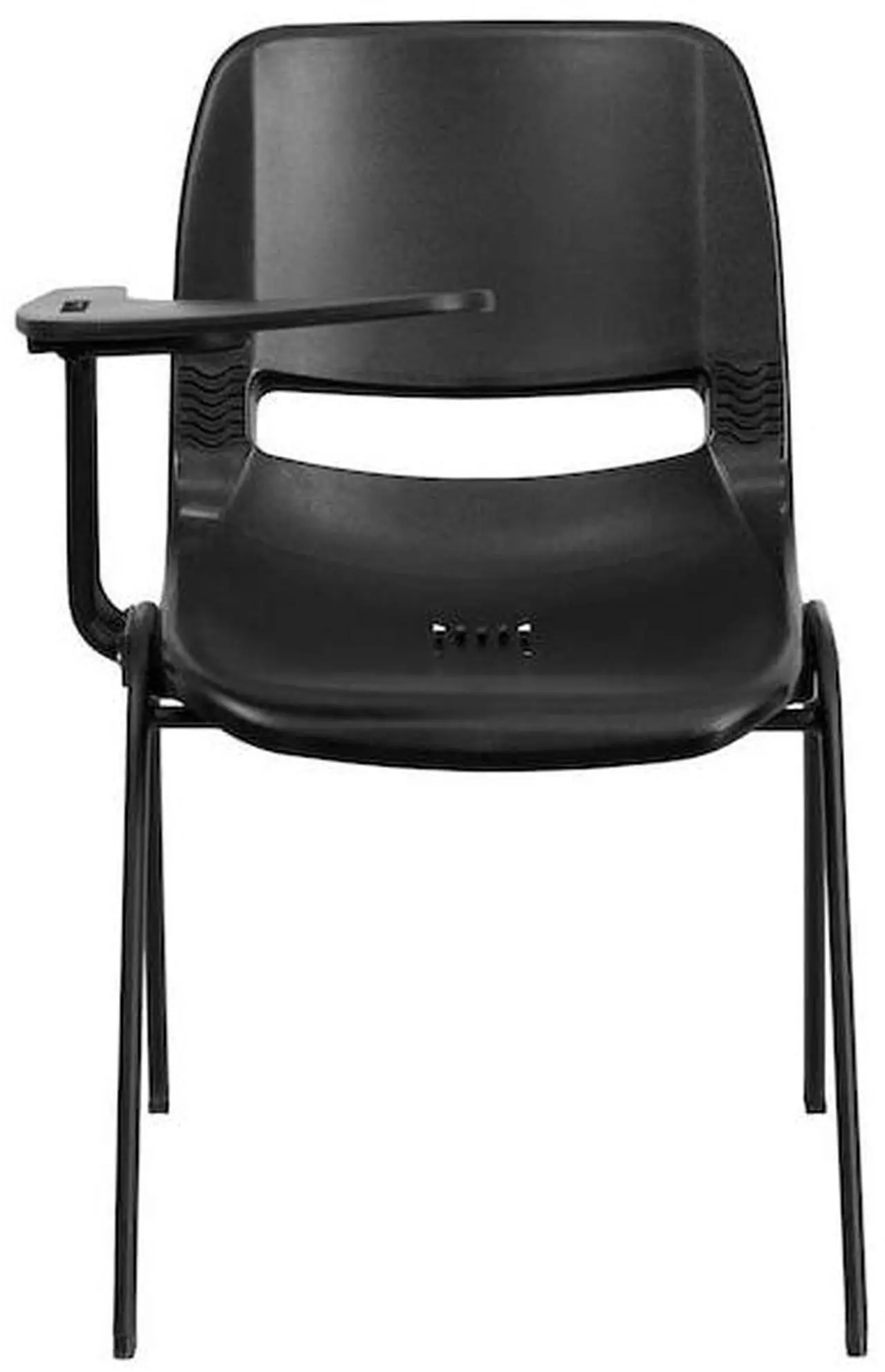 Alt view image 13 of 17 - Black Ergonomic Shell Chair with Right Handed Flip-Up Tablet Arm