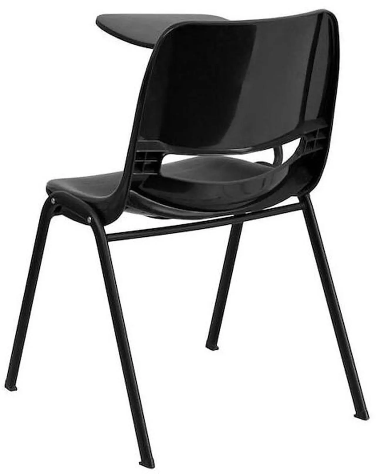 Alt view image 12 of 17 - Black Ergonomic Shell Chair with Right Handed Flip-Up Tablet Arm