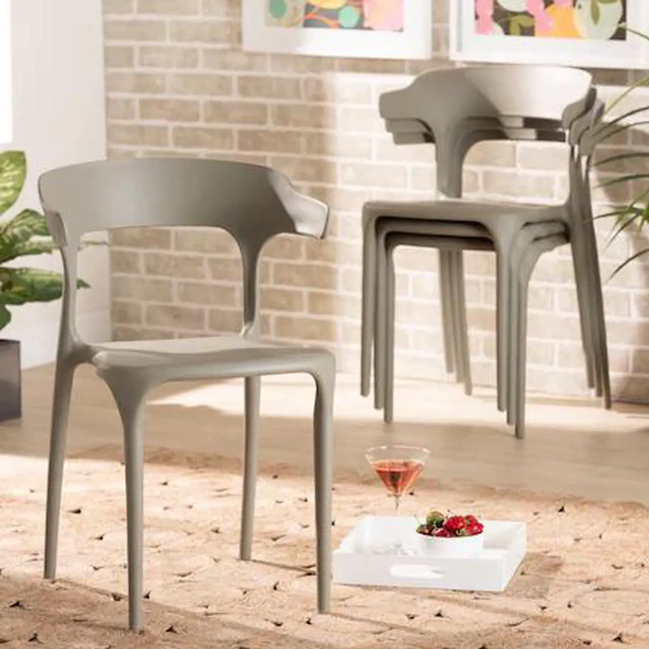 Main image of BAXTON STUDIO 193-4PC-12026-ZORO Gould Modern Transtional Beige Plastic Dining