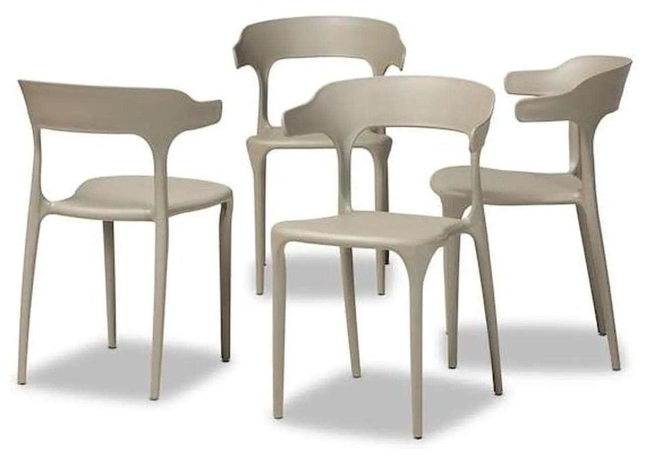 Alt view image 2 of 14 - BAXTON STUDIO 193-4PC-12026-ZORO Gould Modern Transtional Beige Plastic Dining