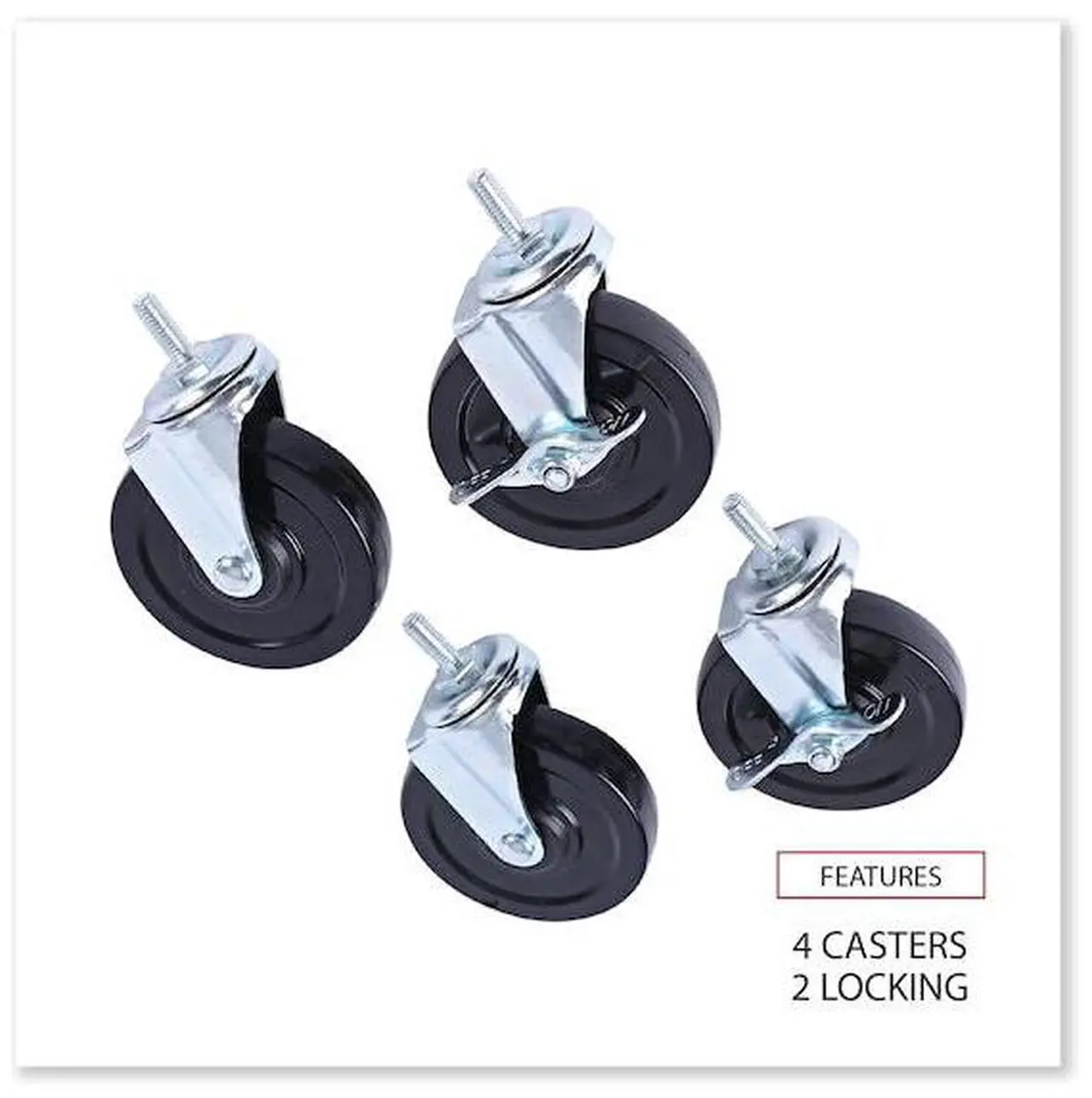 Alt view image 14 of 18 - Alera SW690004 Optional Casters for Wire Shelving, 200 lbs/Caster, Gray/Black, 4/Set
