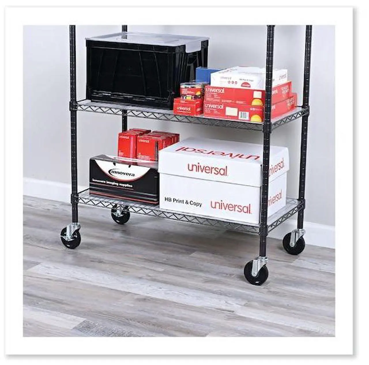 Alt view image 16 of 18 - Alera SW690004 Optional Casters for Wire Shelving, 200 lbs/Caster, Gray/Black, 4/Set