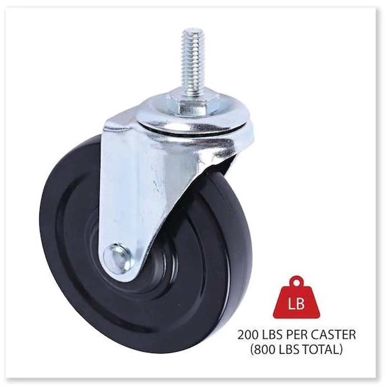 Alt view image 13 of 18 - Alera SW690004 Optional Casters for Wire Shelving, 200 lbs/Caster, Gray/Black, 4/Set