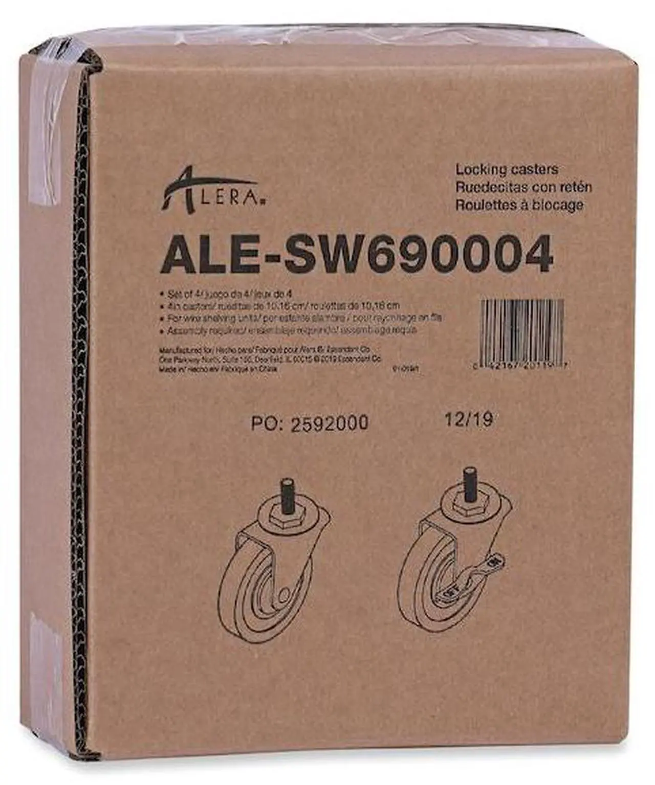 Alt view image 18 of 18 - Alera SW690004 Optional Casters for Wire Shelving, 200 lbs/Caster, Gray/Black, 4/Set