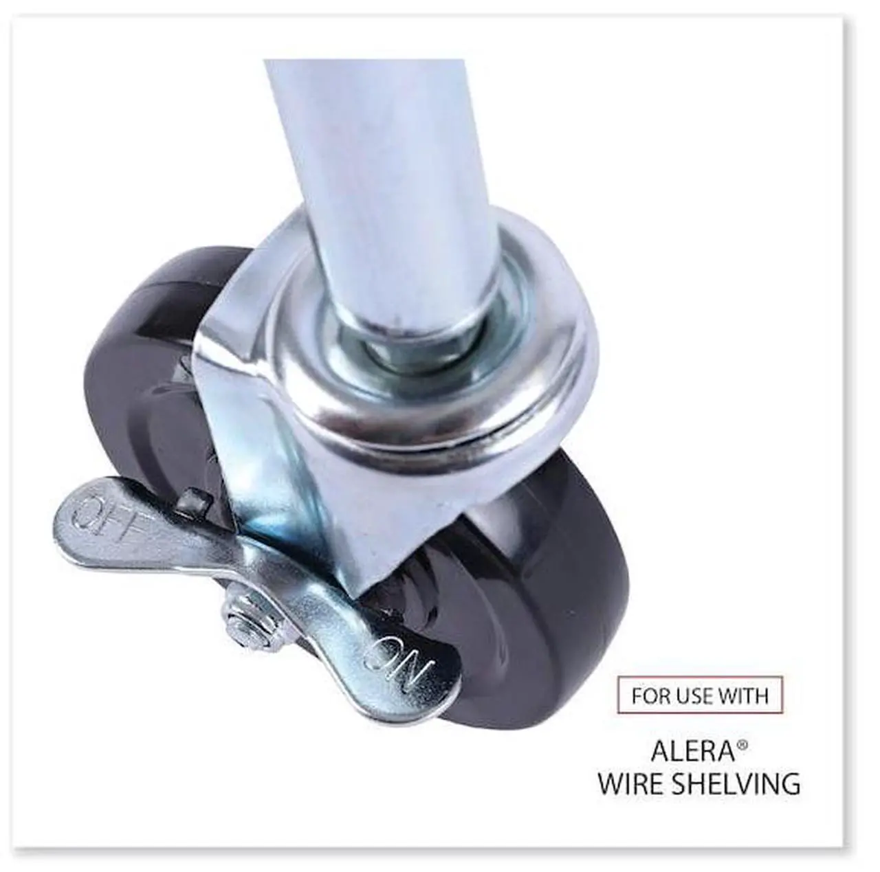 Alt view image 15 of 18 - Alera SW690004 Optional Casters for Wire Shelving, 200 lbs/Caster, Gray/Black, 4/Set