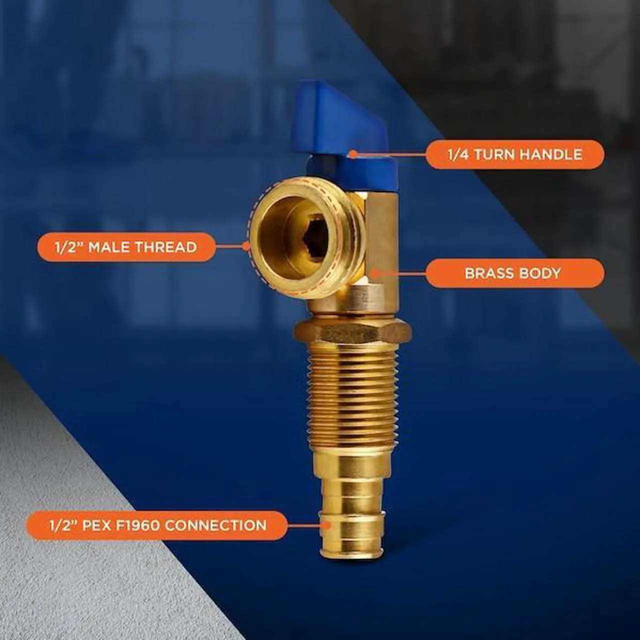 Alt view image 7 of 7 - EVERFLOW 541F Washing Machine Replacement Valve 1/2" PEX A Inlet x 3/4" MHT