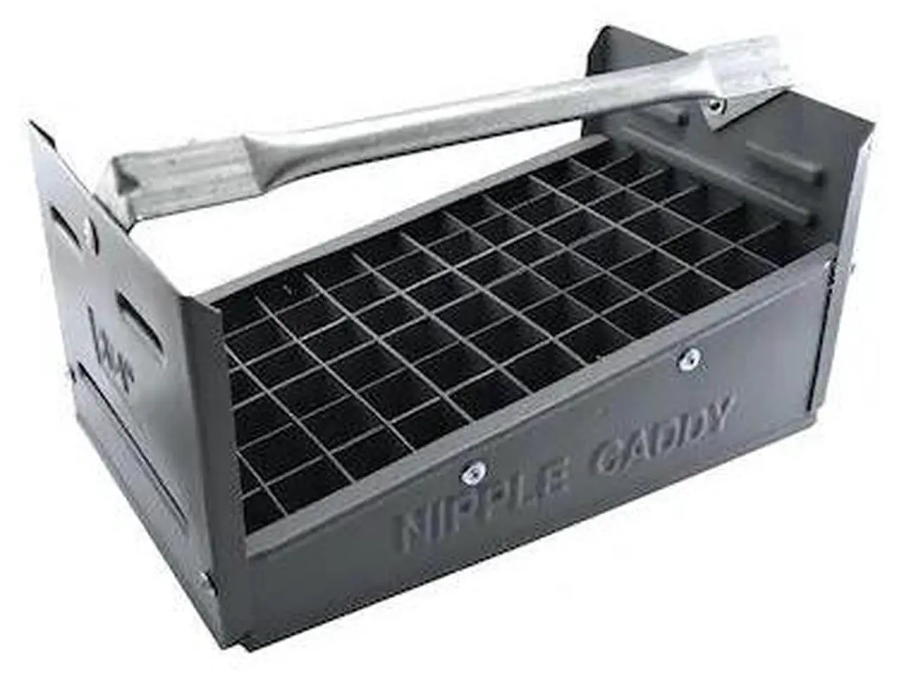 Alt view image 2 of 2 - Jones Stephens Plastic Nipple Caddy, 3/4" Size, 66 pc Capacity (13-1/4" x 7-7/8" x 6-1/2"), Grey, N70175
